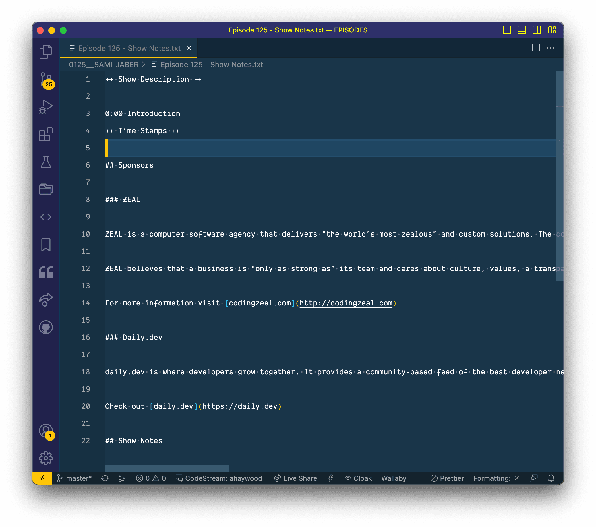 Show Notes in VS Code